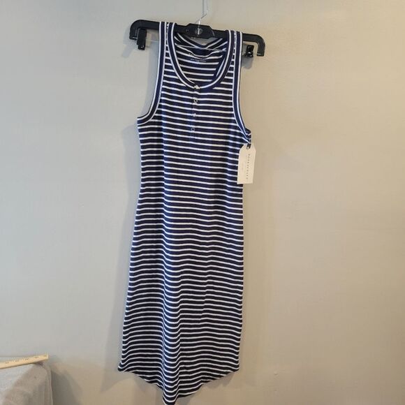 Boxercraft Blue White Stripes Tank Midi Dress Size Small - Picture 2 of 9